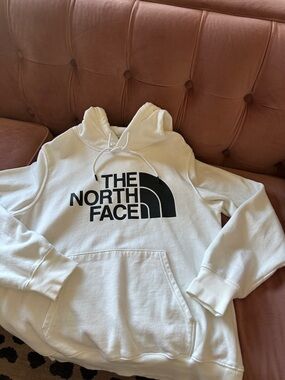 The North Face White Hoodie with Black Logo Graphic